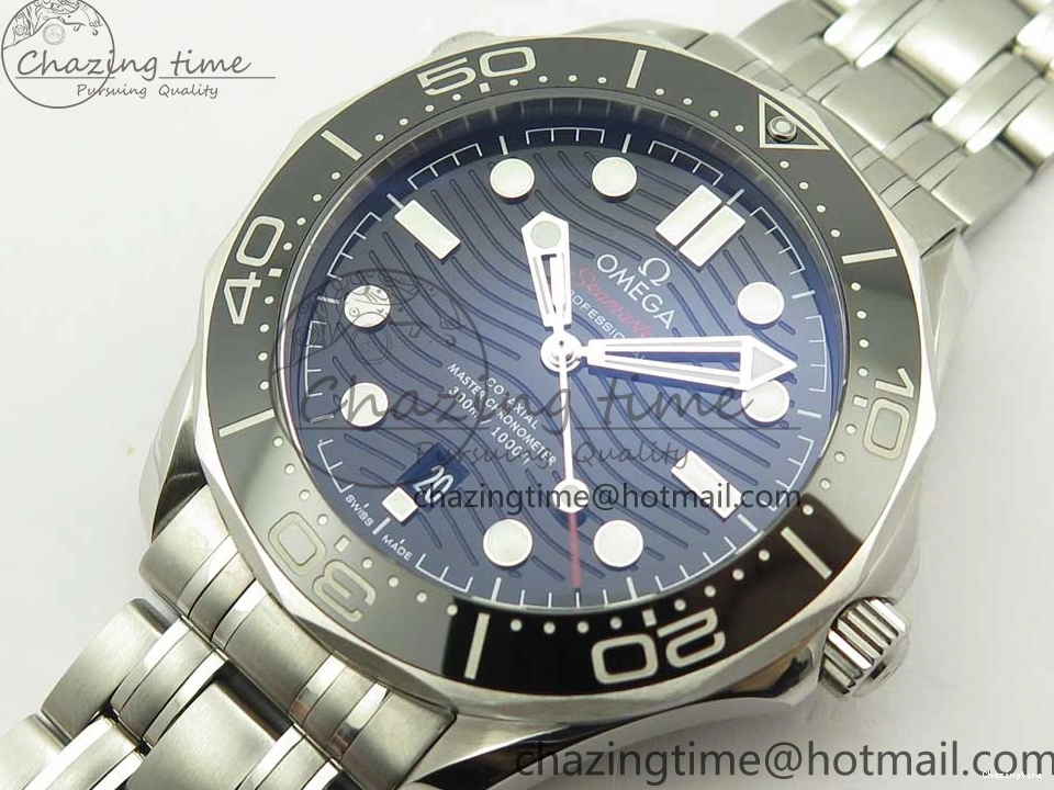 0520 2018 Seamaster Diver 300M OMF Best Edition Black Ceramic Black Dial on SS Bracelet A8800 (Black Balance Wheel) Breathable 7959